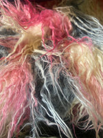Load image into Gallery viewer, Mix Multi Pink Mongolain Faux Fur Long PIle  fabric by the yard 58" Wide
