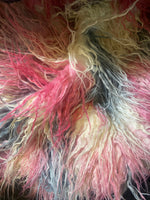 Load image into Gallery viewer, Mix Multi Pink Mongolain Faux Fur Long PIle  fabric by the yard 58" Wide
