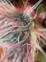 Load image into Gallery viewer, Mix Multi Pink Mongolain Faux Fur Long PIle  fabric by the yard 58" Wide
