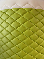 Load image into Gallery viewer, Vinyl  Champion lime Quilted auto headliner fabric  3/8" Foam Backing Upholstery 52" Wide
