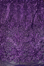 Load image into Gallery viewer, Sequin purple on purple mesh, 4-way Stretch, Fabric 54" Sold By the Yard
