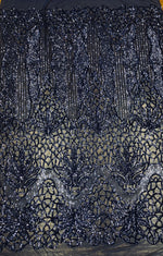 Load image into Gallery viewer, Sequin navy on navy mesh , 4-way Stretch, Fabric 54" Sold By the Yard
