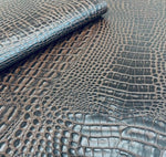 Load image into Gallery viewer, Vinyl faux leather Dark brown Marine Gator Upholstery Crafting Outdoor Fabric - Sold By The Yard - 54"
