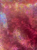 Load image into Gallery viewer, Orange red Stretch Velvet pearl snake fabric by the yard 60" Wide
