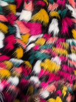 Load image into Gallery viewer, 58"  Wide Festive multi color Mottled Faux Fur Upholstery Fabric by the yard
