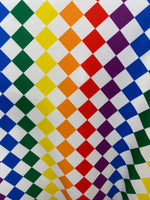 Load image into Gallery viewer, Stretch Spandex /multi diamond checkered on white/ 4 way 58" wide fabric by the yard
