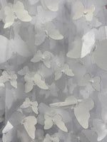 Load image into Gallery viewer, Taffeta Butterfly /on sheer FABRIC /58" Wide by the yard -white
