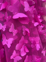 Load image into Gallery viewer, Taffeta Butterfly /on sheer FABRIC /58" Wide by the yard -Fuchsia
