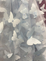 Load image into Gallery viewer, Taffeta Butterfly /on sheer FABRIC /58" Wide by the yard -Ivory
