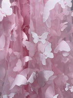 Load image into Gallery viewer, Taffeta Butterfly /on sheer FABRIC /58" Wide by the yard -pink
