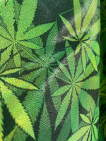 Load image into Gallery viewer, Mystique hologram Green spandex  FLOWER  (PLANT) leaves print sold by the yard
