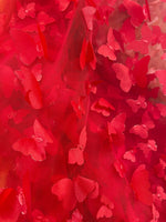 Load image into Gallery viewer, Taffeta Butterfly /on sheer FABRIC /58" Wide by the yard -Red
