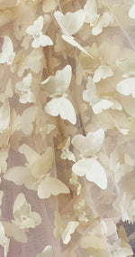 Load image into Gallery viewer, Taffeta Butterfly /on sheer FABRIC /58" Wide by the yard -Beige
