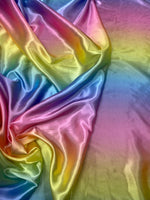 Load image into Gallery viewer, Rainbow print shiny satin, 60" wide, non-stretch, sells by the yard
