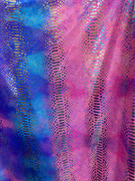 Load image into Gallery viewer, Blue pink Snake Spandex dance swimsuits 4 way stretch 58" wide  Sportswear, Athletic
