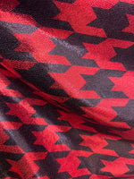 Load image into Gallery viewer, Houndstooth mystique red /black Spandex, 4 way stretch 58" wide
