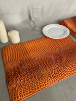 Load image into Gallery viewer, 12"x18" placemats Swamp 3D embossed faux leather vinyl table  alligator place mats
