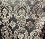 Load image into Gallery viewer, Damask Taffeta beige on black Flocking fabric per yard 60” wide
