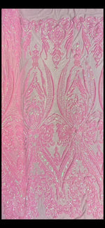 Load image into Gallery viewer, Pink Sequin Victorian Egg/Tulip, Big Print,4-way Stretch, Fabric 54"
