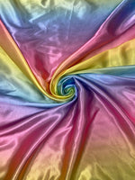 Load image into Gallery viewer, Rainbow print shiny satin, 60" wide, non-stretch, sells by the yard
