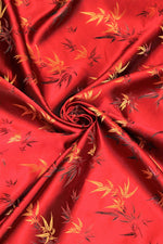 Load image into Gallery viewer, Red Chinese Bamboo Brocade Satin, 45" Wide, non-stretch, Sells by the yard

