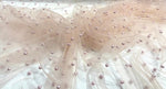 Load image into Gallery viewer, Blush pink Scattered Pearls Mesh, 2-Way Stretch Fabric per yard
