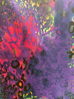 Load image into Gallery viewer, Purple floral leopard spandex dance swimsuits 4 way stretch  58" Wide, BY THE YARD
