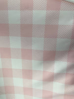 Load image into Gallery viewer, Pink plaid square stripes Spandex 4 way stretch 58" wide
