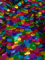 Load image into Gallery viewer, Shiny Rainbow Paillette Sequin Fabric – 20mm Iridescent Disc Sequins by the Yard for Costumes, Dancewear, Crafts &amp; Decor
