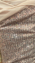 Load image into Gallery viewer, Rose gold Pleated Glitz Sequin Mesh Fabric By The Yard
