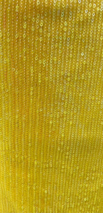 Load image into Gallery viewer, Yellow Pleated Glitz Sequin Mesh Fabric By The Yard
