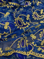 Load image into Gallery viewer, Royal Paisley Coco embroidery Sequins Sheer Polyester dress apparel fabric 54
