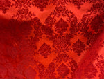 Load image into Gallery viewer, Damask Taffeta red on red Flocking fabric per yard 60” wide
