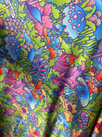 Load image into Gallery viewer, Mushroom jungle multi colors Spandex Fabric by the yard
