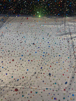 Load image into Gallery viewer, Beaded multicolored, rhinestone gems, on black mesh fabric, 54 inches wide
