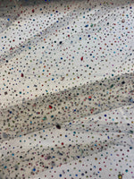 Load image into Gallery viewer, Beaded multicolored, rhinestone gems, on ivory mesh fabric, 54 inches wide
