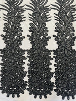 Load image into Gallery viewer, Black peacock sequin gem beaded on mesh, sold by the PANEL
