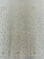 Load image into Gallery viewer, White peacock sequin gem beaded on mesh, sold by the PANEL

