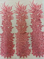 Load image into Gallery viewer, Dusty rose peacock sequin gem beaded on mesh, sold by the PANEL
