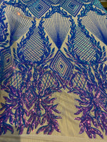 Load image into Gallery viewer, Jewel  Violet purple iridescent Sequin, 4-way Stretch, Fabric 54" By the Yard
