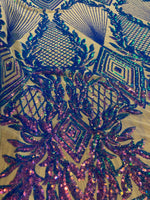 Load image into Gallery viewer, Jewel  Violet purple iridescent Sequin, 4-way Stretch, Fabric 54" By the Yard
