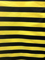 Load image into Gallery viewer, Black &amp; Yellow Striped Poly Cotton Fabric – 1" Wide Stripes, Costume, Apparel, Crafts by the Yard
