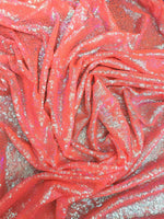 Load image into Gallery viewer, Orange iridescent 3mm Glitz Sequins On Mesh Fabric, 54" Wide, Sells by the Yard
