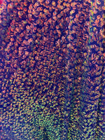 Load image into Gallery viewer, Purple iridescent shiny sequins on a 2 way stretch velvet , sold by the yard
