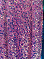 Load image into Gallery viewer, Pink iridescent shiny sequins on a 2 way stretch velvet , sold by the yard

