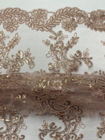 Load image into Gallery viewer, Elena mauve corded Floral lace with sequin Fabric Sold By The Yard
