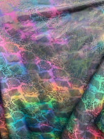Load image into Gallery viewer, Multi King snake design nylon spandex iridescent foil 4way 58/60"
