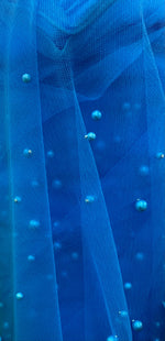 Load image into Gallery viewer, Turquoise Very Soft Tulle with Pearls | 52" Wide | Bridal Veil Tulle, Wedding Dress |
