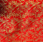 Load image into Gallery viewer, Gold floral on red light weight jacquard fabric by the yard
