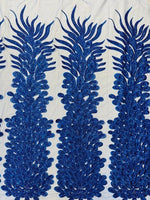 Load image into Gallery viewer, Royal peacock sequin gem beaded on mesh, sold by the PANEL
